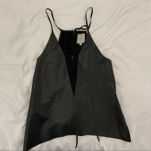 Black lambskin and silk top by Mason